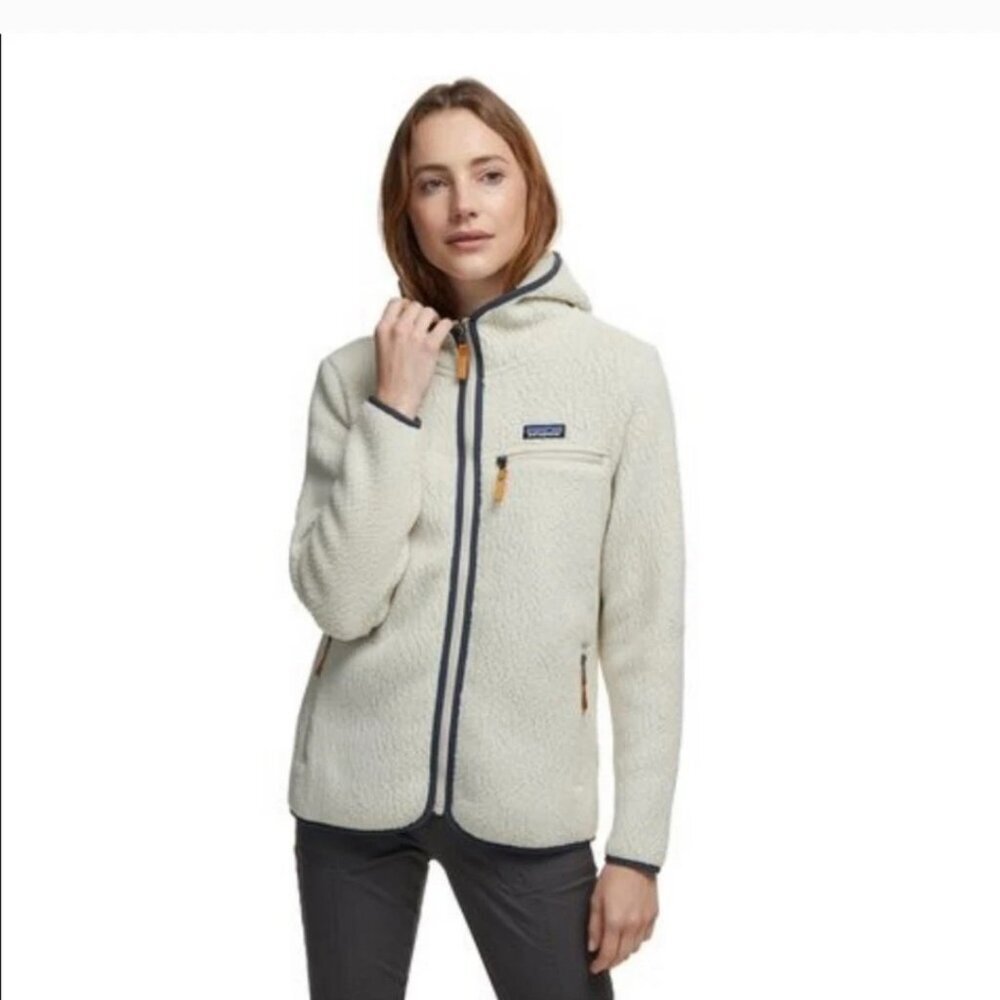 Patagonia Women's Retro Pile Fleece Warm Zipper Pockets Hoody Size Large